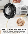 5 In 1 Kitchen Blender And Food Processor Set pitcher pouring liquid with separation technology, kitchen countertop view.