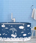 Portable Foldable Bath Tub For Tiny Bathrooms With Thermal Foam Insulation Eco Friendly Soaking Tub For Shower Stalls XL Blue Whale Size