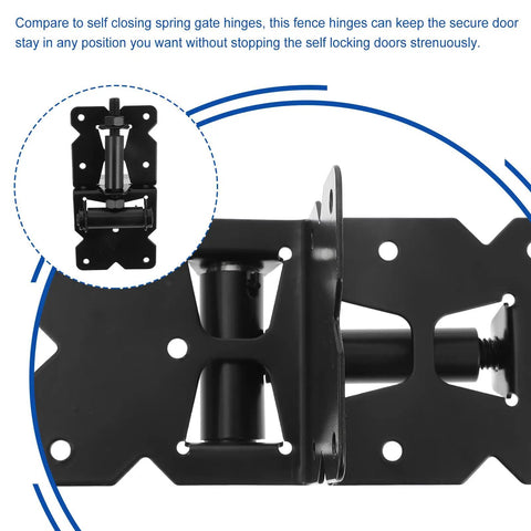 Heavy Duty Stainless Steel Gate Hinges 2 Pack showing adjustable position lock mechanism, ideal for barn and outdoor use.