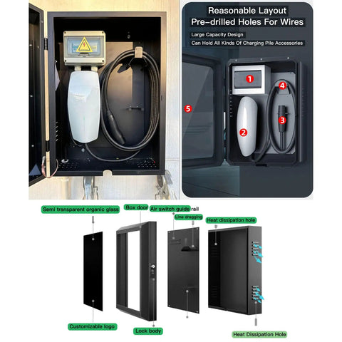 Slick Heavy-Duty EV Charger Enclosure With Pedestal Post Workhorse Weatherproof Lock Box For Outdoor Use with spacious storage.