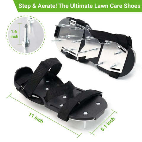 Preassembled Lawn Aerator Shoes With Metal Reinforced Base Plate And Anti Slip Straps, Adjustable Fit For US Sizes 6 To 12
