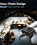 Linkable 10 Pack LED Shop Lights 4 Foot, 4400 Lumens, 6500K Cool Daylight showing daisy-chain design for easy connection in workshop