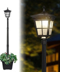 Solar Post Light With Planter For Lawn Yard Garden And Patio Dusk To Dawn Outdoor Lamp Auto Solar Powered next to house