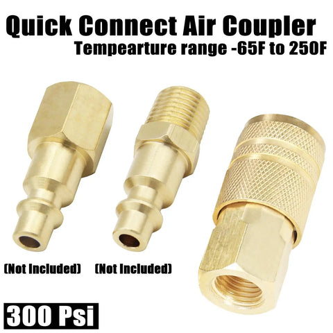 Brass Air Hose Fittings Quick Connect Coupler One Quarter Inch NPT Female Thread with 1/4 in connectors for compressors