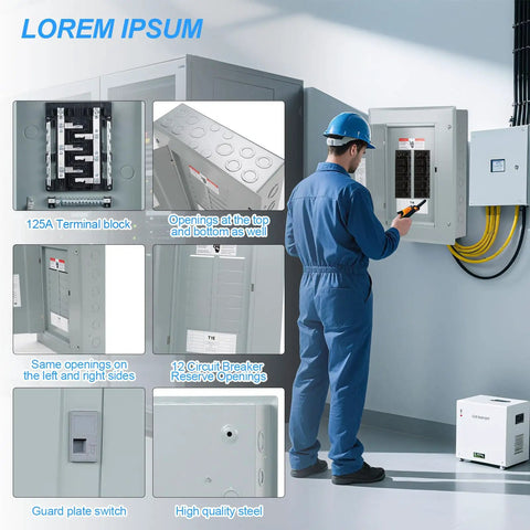 Built Different 12 Space 125A Main Lug Load Center With 120V 240V Circuit Breaker Panel Indoor Steel Enclosure in use.