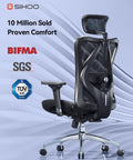 M57 Ergonomic Mesh Office Chair With High Back 3D Armrests Lumbar Support Adjustable Headrest And Tilt Ultra Comfy Black rear view