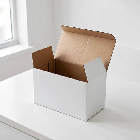 20 Pack White Corrugated Cardboard Mailing Boxes For Shipping And Parcel Packaging, Heavy Duty White Paper Parcel Boxes, Ideal For Small Business, Warehouse, Moving, 6.3 By 4 By 3.2 Inches, open white shipping box