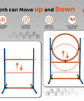 4-Piece Dog Agility Training Kit With Adjustable Hoop Jump Weave Poles for variable height settings, PVC material.
