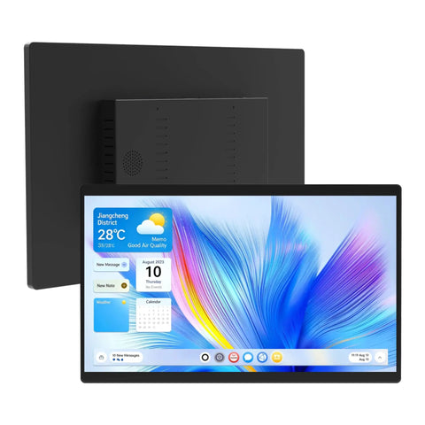 15 Point 6 Inch All In One Industrial Panel PC Android 12 Fanless Rig with sharp IPS screen showing colorful interface.