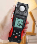 Digital Illuminance Light Meter With Backlight Lux Meter For Indoor Outdoor Use, Measures 0.1 To 200000 Lux And 0.01 To 20000 FC, Go-To Gear For Plants, Film Photography, And Lighting Setup, handheld red-black digital meter