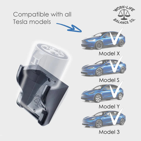 Dope J1772 Charging Adapter Holder For Tesla Model Y Juniper And Model 3 Highland Plus S And X Secure Trunk Mounted Griptape with vehicle compatibility.