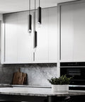 Modern Black Pendant Light Fixture With Dimmable LED Three Light Kit For Kitchen Island And Dining Room