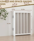 Short Dog Gate For Tiny Paws Under Fifteen Pounds With Foldable Four Panel Barrier Expands To Forty Eight Inches Wide Easy Doorway And Stair Fix In White dimensions displayed