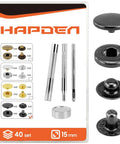 Leather Snaps And Fasteners Kit With 40 Sets Of 15mm Metal Snap Buttons And Setter Tools For Sewing Clothing Fabric Leather