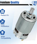 Beefed Up 12V Gearbox Motor Drive Engine Replacement for Ride On Cars with Pre Installed 10 Tooth Pinion Gear