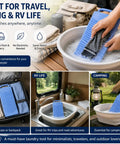 Heavy Duty Japanese Plastic Washboard For Laundry Scrubbing Portable Hand Wash Board Hella Tough For Socks Underwear Baby Gear Durable Textured Surface Removes Dirt Fast Perfect For Travel And Camping Adventures in use for quick laundry.