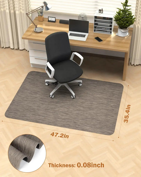 Large Office Chair Mat For Hardwood Floors 35.4 By 47.2 Inches Anti Slip PVC Desk Rug With Rattan Pattern Heavy Duty Floor Protector