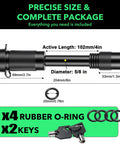 Beefy Trailer Hitch Pin Lock for Class III/IV Receivers 2.5 to 3 Inch, 5/8 Inch Shackle, Black, with keys and rubber O-rings