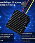 36V To 12V DC-DC Converter For Golf Carts, Beefy 20A 240W Step Down Voltage Reducer With Fuse, black housing shown