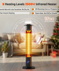 Infrared 1500W Outdoor Patio Heater Tower 42 Inch Tall With 9 Heat Settings And 9H Timer IPX5 Waterproof in living room setting
