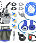 PZ19 Carburetor Kit With Air Filter Throttle Grip Cable For 50cc 70cc 90cc 110cc 125cc Chinese Kids ATV Dirt Pit Bike Go Kart Pocket Rocket Moped Mini Chopper Blue