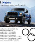 Radiator hose O-ring kit 3-pack, black rubber seals for Ford F-150/Lincoln; front view of blue pickup and three rings