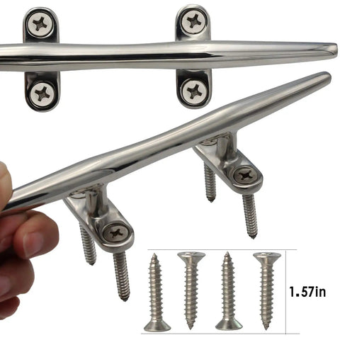 8 Inch 316 Stainless Steel Boat Cleats Open Base With Hardware Set Of 4 For Dock Marine Use And Nautical Decor On Yacht Or Deck
