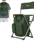 Backpack Cooler Chair With Backrest, Folding Camping Stool for Outdoors with Insulated Cooler Bag, Cup Holder, Steel Frame