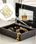 Jewelry box with gold 50 Piece Mini Hinges Set For Craft Cabinets And Jewelry Boxes With 200 Screws Gold Finish Flat Butt Hinges