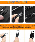 Installation of Luggage Zipper Pull Replacement Set For Travelers, Alloy Metal Tabs, 6 Pack, easy clip onto suitcase zipper.