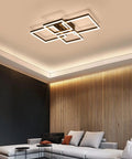 Modern Dimmable LED Flush Mount Ceiling Light 2x2 Square Acrylic Lamps For Living Room Dining Room Bedroom Kitchen 3000K To 6000K Warm To Cool White Finish in a cozy living room setting with a sectional sofa