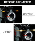 Before and after of motorcycle using Motorcycle LED Flasher Relay 2 Pin 12V DC Automatic Operation Universal Fit Black Normally Open Contact