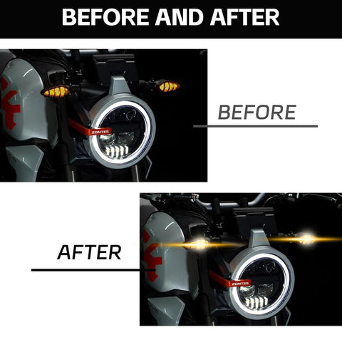 Before and after of motorcycle using Motorcycle LED Flasher Relay 2 Pin 12V DC Automatic Operation Universal Fit Black Normally Open Contact
