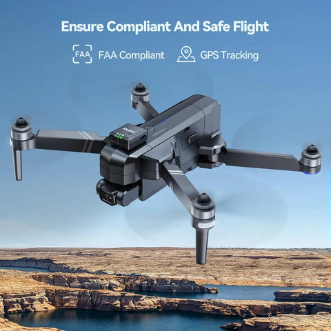 Lightweight FPV Drone GPS Tracker with Beeper and Buzzer RID Module flying over landscape, showcasing FAA compliance and GPS tracking.