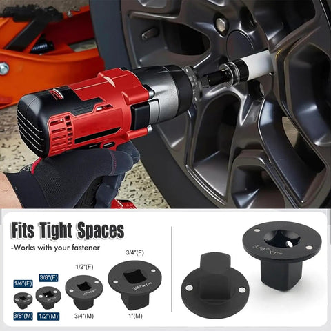 Premium Low Profile Heavy Duty Socket Adapter Set With Magnetized Ratcheting Wrench Extenders For Tight Spaces And Confined Engine Bays Perfect For Serious Repair Jobs On Your Ride on wheel lug nut