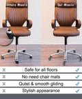 Comparison of Top Notch Office Chair Caster Wheels Replacement Rubber Casters, showing upgraded smooth gliding on a desk chair.