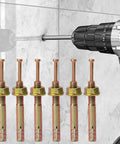 Anchor Set With Hammer Drive Pin Expansion Anchors For Concrete And Cement, Medium Size 6.5x0.6 Cm, 6 Pcs, Carbon Steel in use