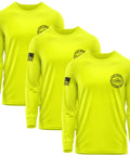 Custom Long Sleeve Shirts For Men Hi Visibility Safety Workwear Tee Black Company Uniform Custom Print Ready Built Tough Heavy Duty Yellow Long Sleeve Tees