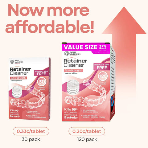 Two boxes of Daily Retainer Cleaner Tablets For Invisalign And Night Guards That Removes Stains Odors And Plaque In Minutes
