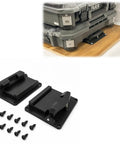2 Pack Bottom Latch Mounts for Flex Stack Pack Toolbox Bracket on wooden work surface with screws