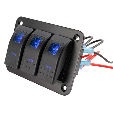 12-24V Boat Switch Panel With Illuminated Rocker Switches Aluminum Pre-Wired Dash Panel Plug And Play Ready 2 3 4 5 6 8 Gang Options