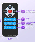 Remote for Two Pack Super Bright 54W UV Black Lights with modes, speed, brightness, and sound sensitivity adjustments.
