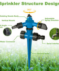Diagram of No Fuss Automatic Lawn Sprinkler System With 3 Adjustable Swivel Arms And 12 Nozzles 360 Degree Rotating Coverage