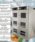 Tough as Nails 304 Stainless 60 Tray Food Dehydrator 3000W Dual Chamber with dual door, displaying digital controls and clear windows.