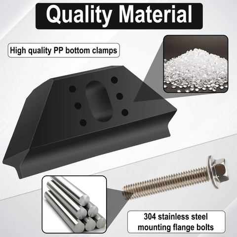 Heavy Duty Base Clamp Battery Hold Down Kit For Cars Trucks Suv Anti Vibration Stabilizer showing black PP clamp and stainless steel bolts.