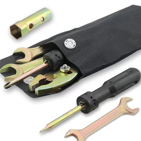 7 Piece Motorcycle Maintenance Tools Kit With Open End Wrenches 8-10mm 12-14mm 14-17mm, Screwdriver, Spark Plug Sleeve 16-18mm