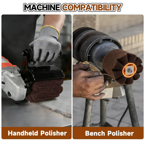 Pro Grade Heavy Duty Wave Shaped Nonwoven Surface Conditioning Tool 4.1 By 4 Inch for polishing machines in use on metal surface