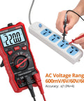 All-In-One TRMS Digital Multimeter 6000 Counts Auto Range With NCV Detector measuring voltage on power strip