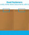 No Sweat Manila File Folders With 2 Prong Fasteners For Secure Paper Storage And Smooth Daily Organization Pack Of Fifty One Third Cut Tab, showcasing dual fasteners for secure document holding.