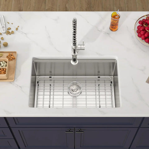 Top view of Undermount 14X19 Inch Bar Sink in 16 Gauge Stainless Steel, Single Bowl Kitchen Prep Under Counter Sink for RVs and Small Kitchens.